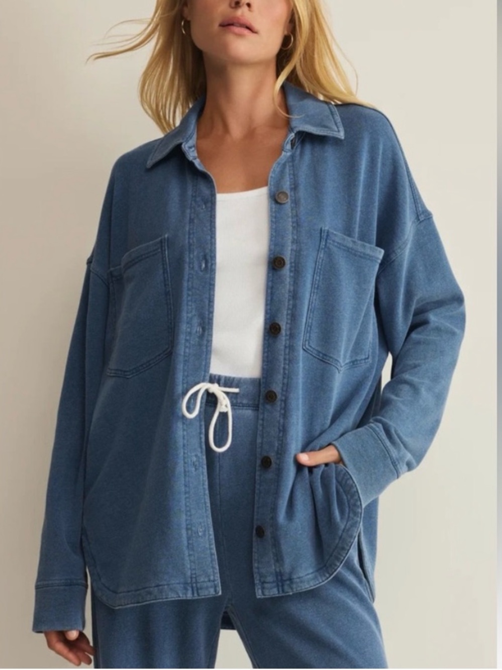 Z Supply All Day Knit Denim Jacket Size Large